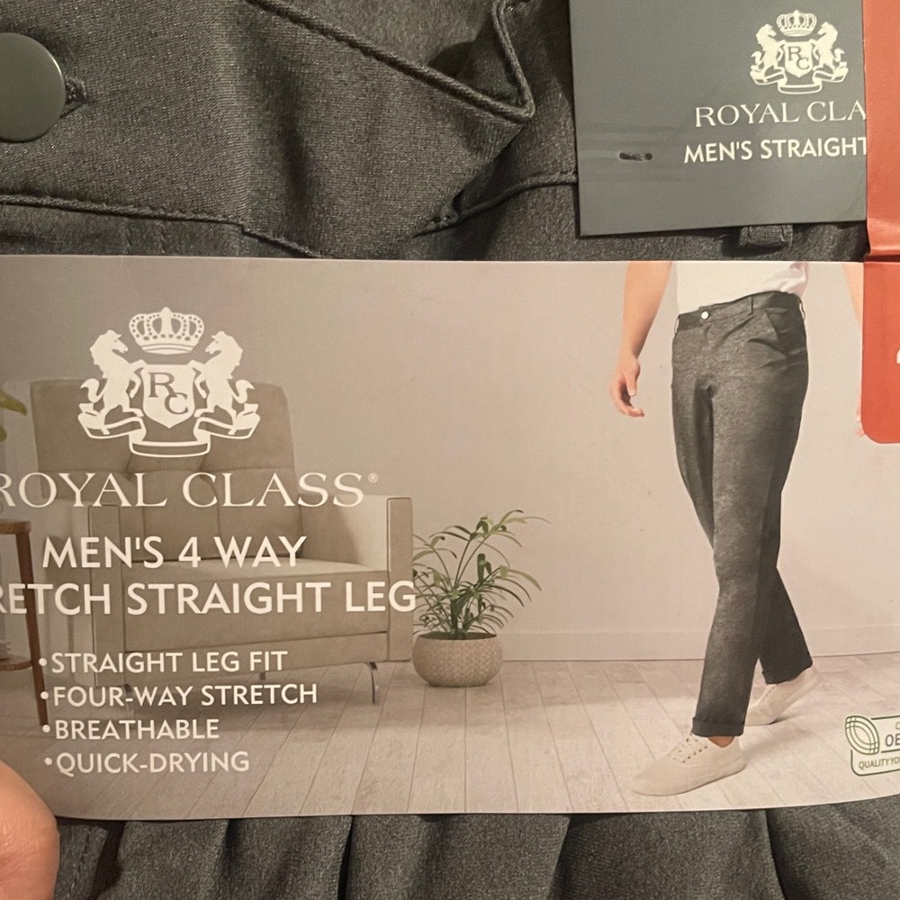 Royal Class Men's Charcoal 4-Way Stretch